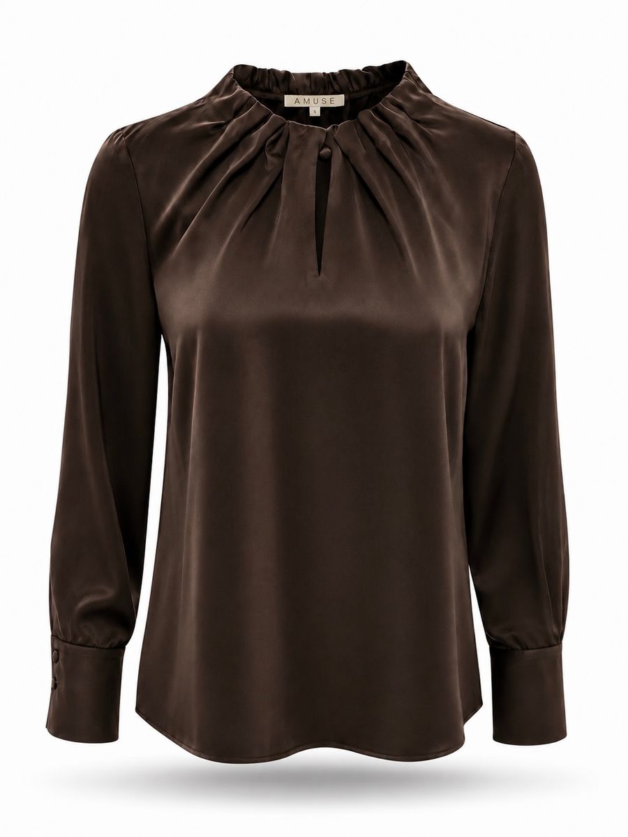 Amuse Silkebluse Ada 110BrownAW26